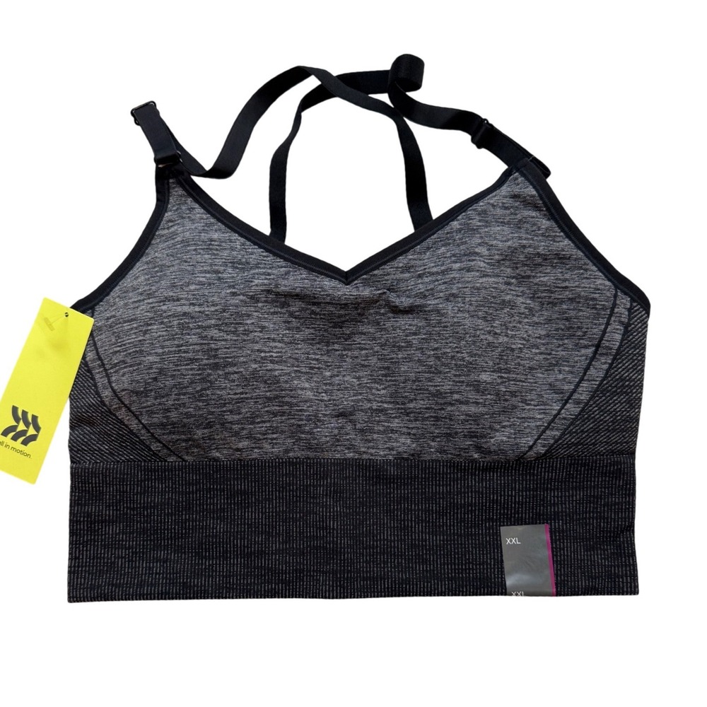 NWT 2x all in motion Womens Seamless Sports Bra Medium Support Grey‎ XXL